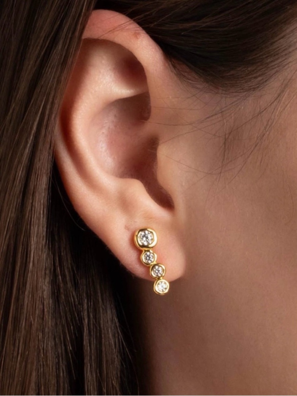 NEW Alexis Bittar Asterales Gold Bar Earrings Clear C Z JL11